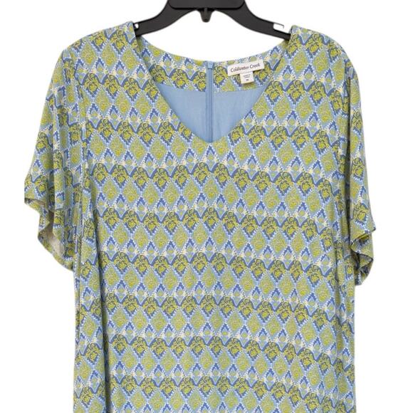 Coldwater Creek Batik Damask Midi Shift Dress Lined Stretch V-Neck Plus Size 1X - Picture 4 of 8